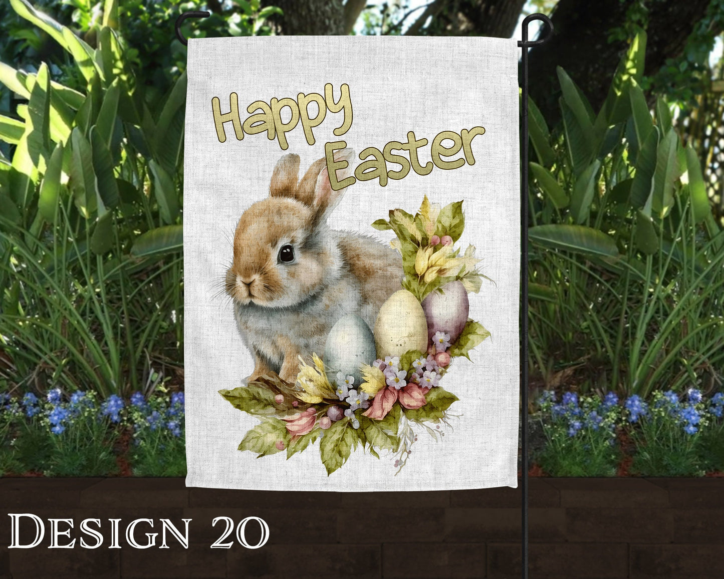 Watercolor Happy Easter Art Linen Garden Flag - 10 Design Choices - Batch 2