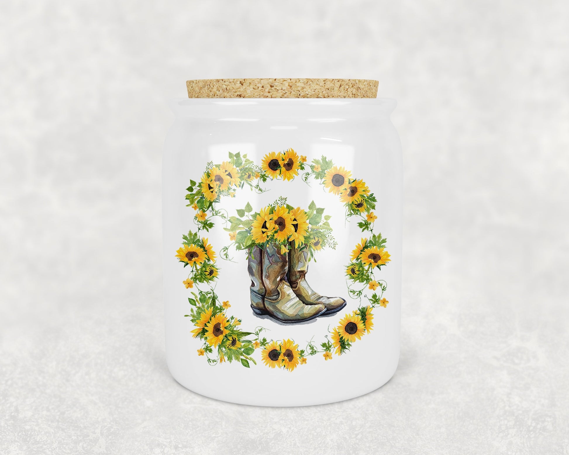 Sunflowers and Cowboy Boots Treat Jar - Schoppix Gifts