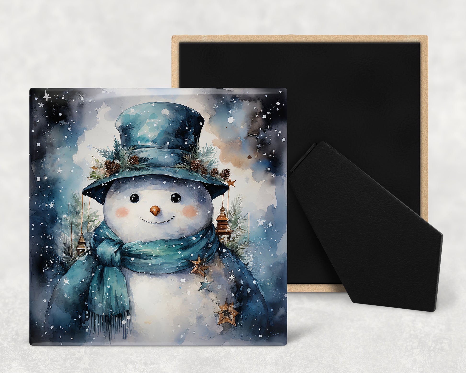 a picture of a snowman wearing a hat and scarf
