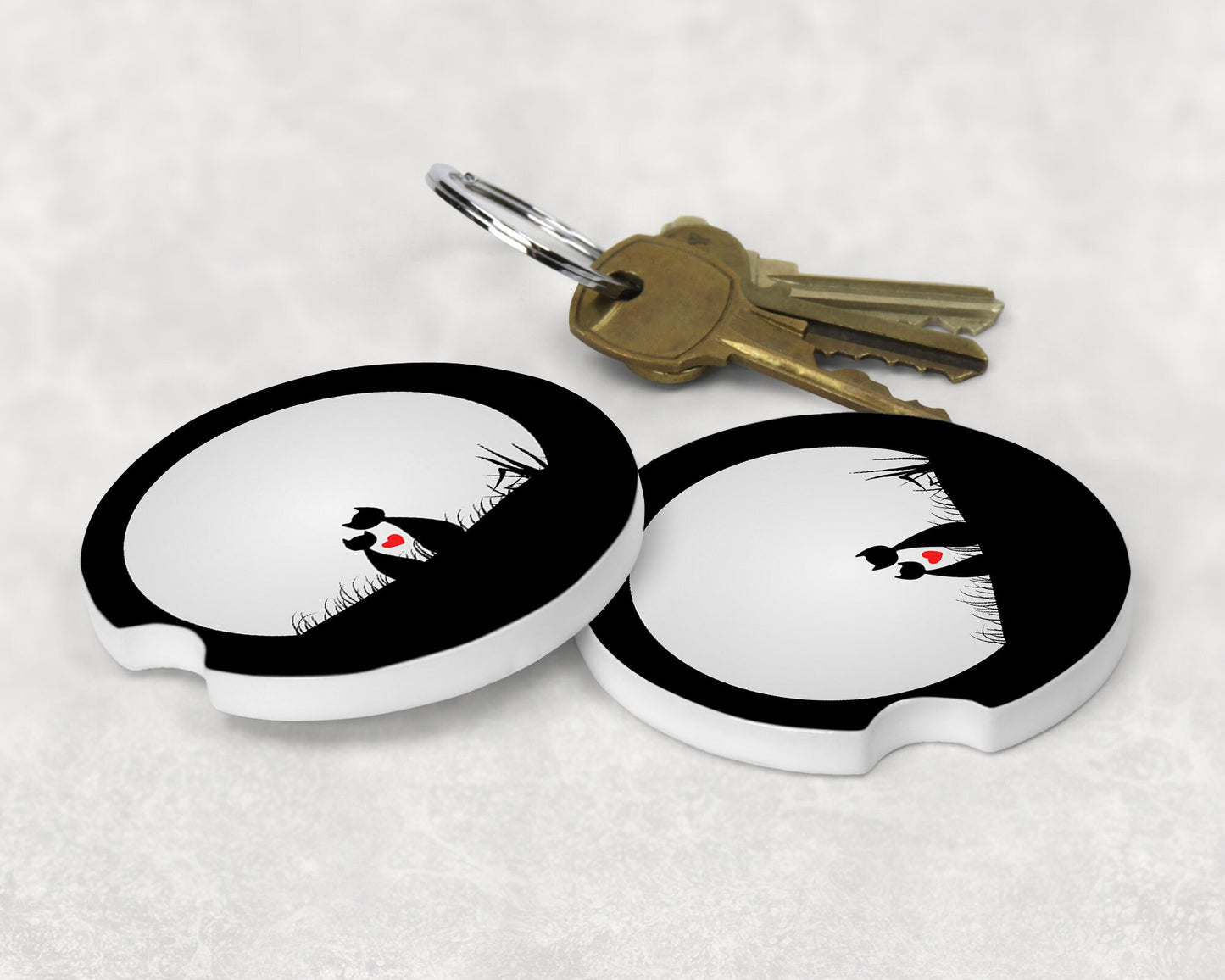 Romantic Cats Art Car Coasters  - Matching Pair - Schoppix Gifts