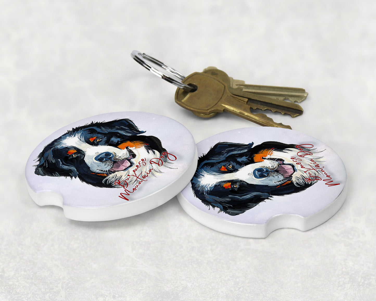 Burmese Mountain Dog Art Car Coasters  - Matching Pair - Schoppix Gifts