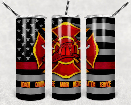 Thin Red Line Steel Tumbler with Free Matching Sandstone Car Coasters - Schoppix Gifts