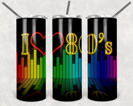 I Love the 80s Steel Tumbler with Free Matching Sandstone Car Coasters - Schoppix Gifts