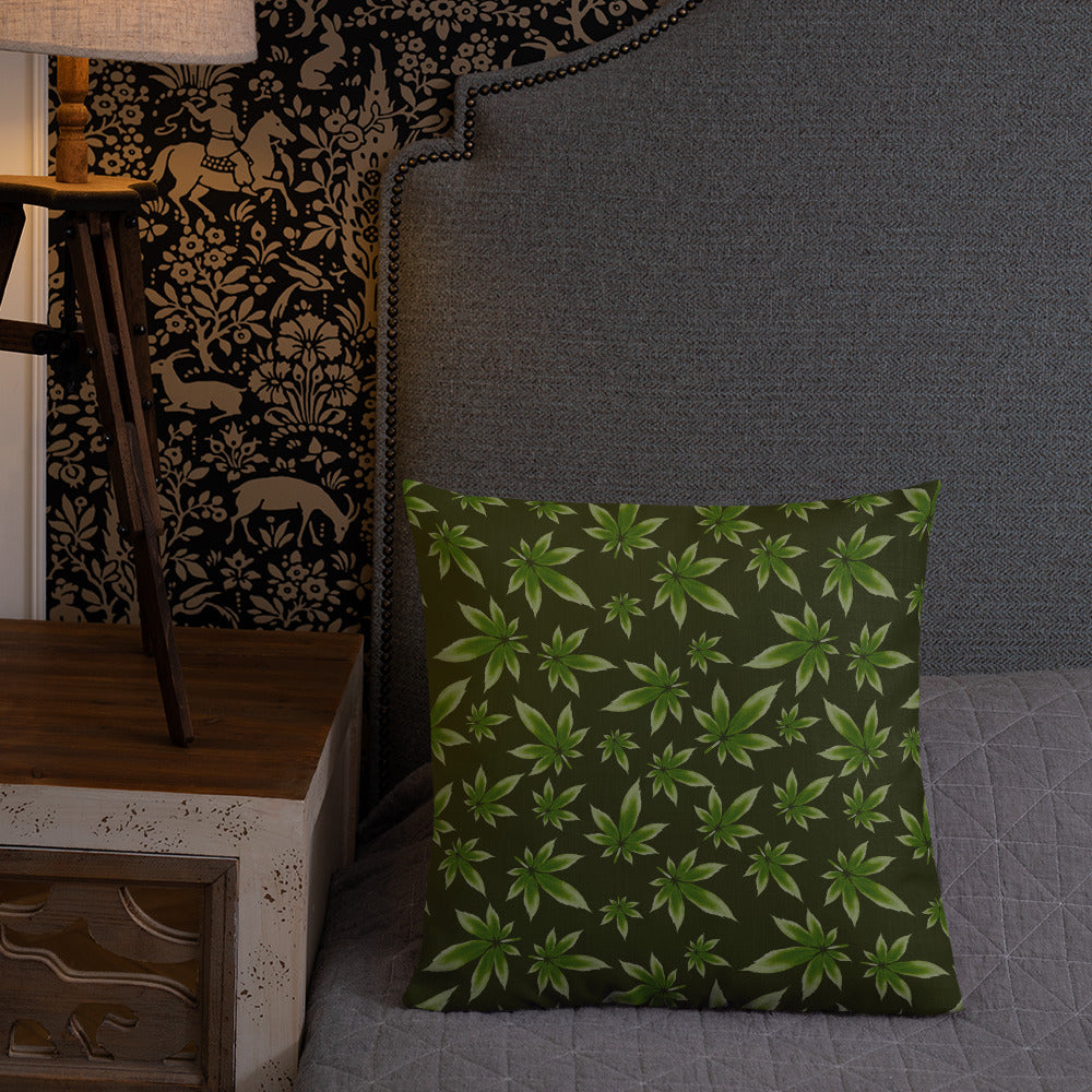 2 Sided Marijuana Leaf Decorative Throw Pillow