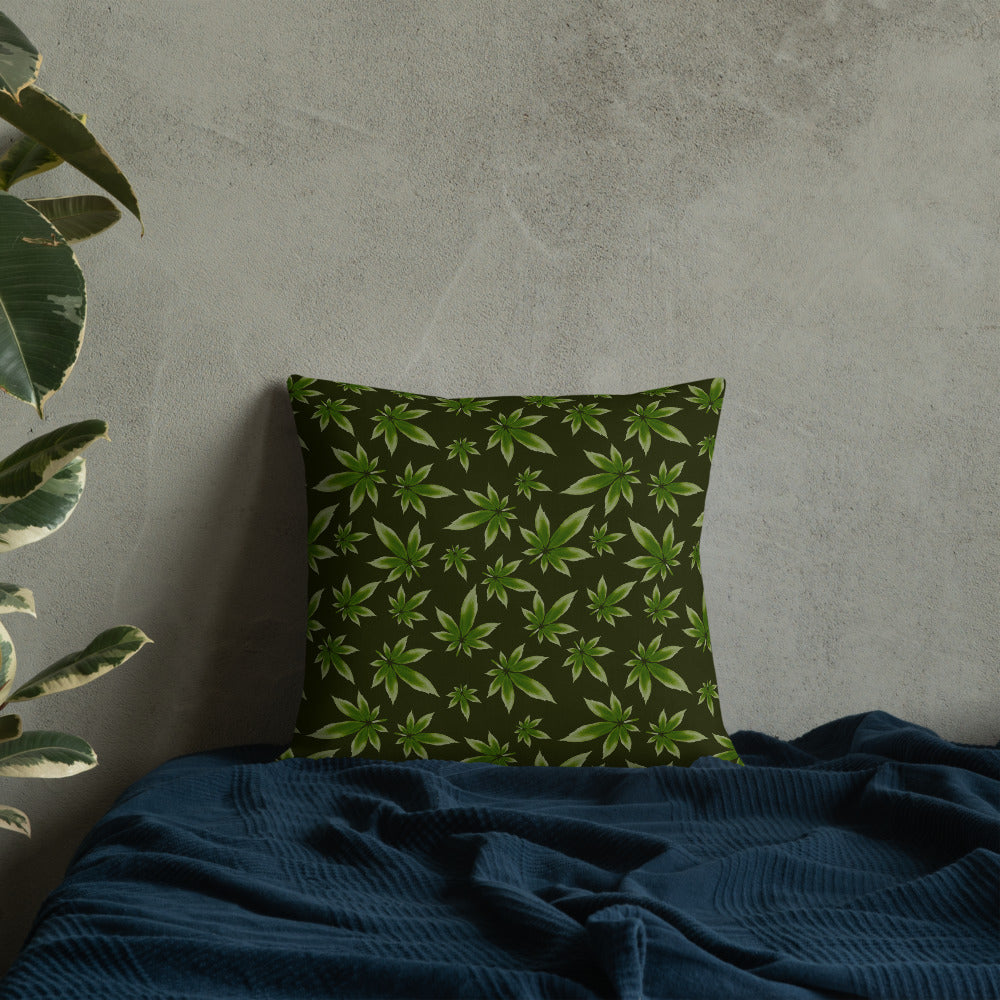 2 Sided Marijuana Leaf Decorative Throw Pillow