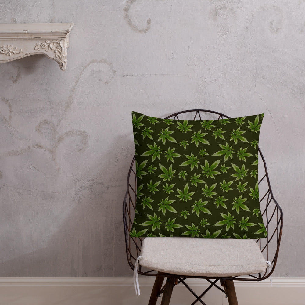 2 Sided Marijuana Leaf Decorative Throw Pillow