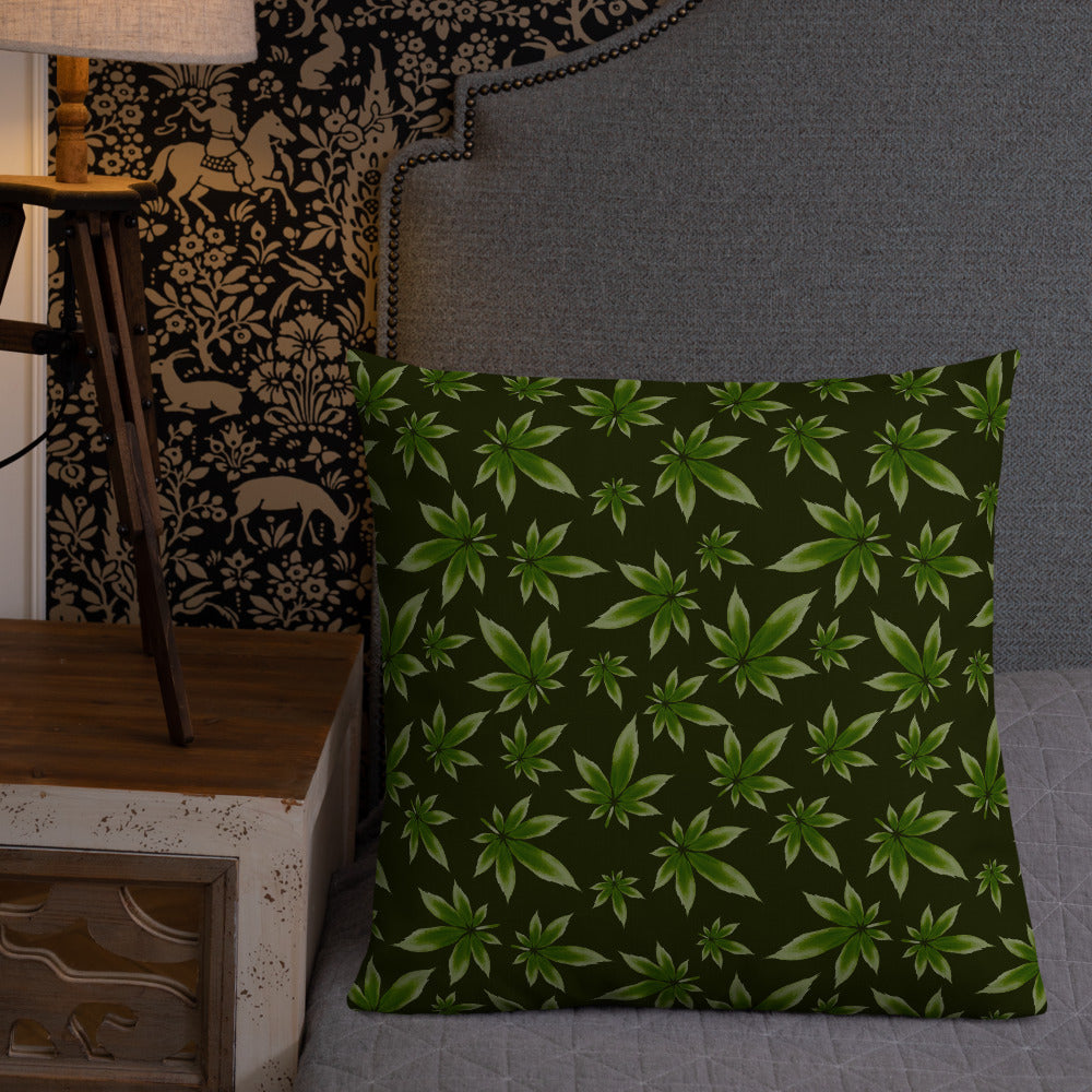 2 Sided Marijuana Leaf Decorative Throw Pillow