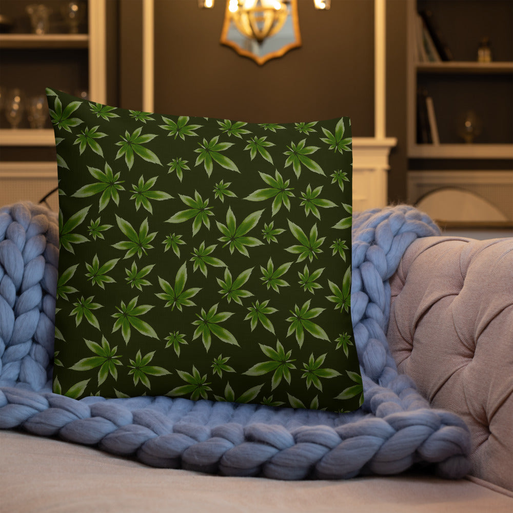 2 Sided Marijuana Leaf Decorative Throw Pillow