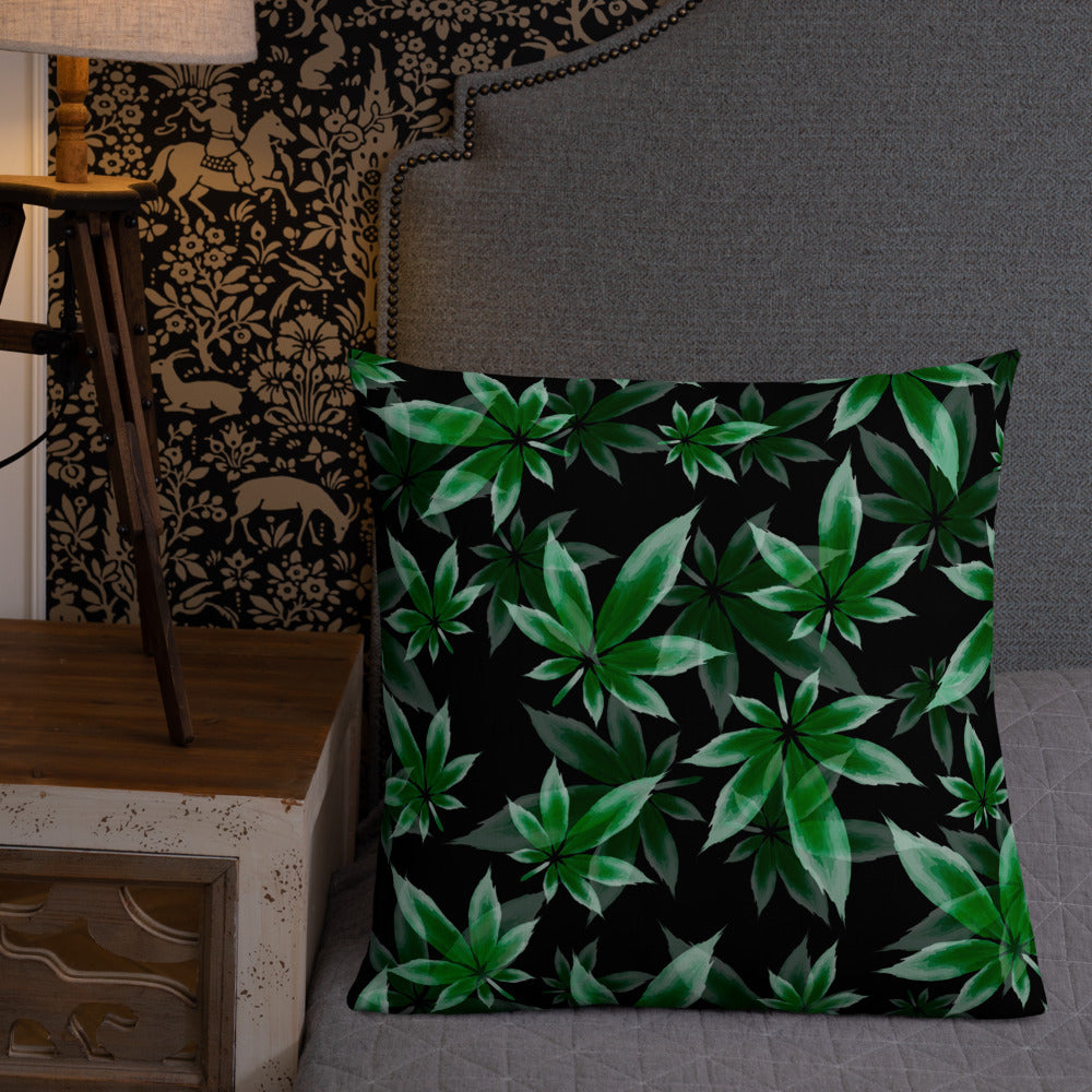 2 Sided Marijuana Leaf Decorative Throw Pillow