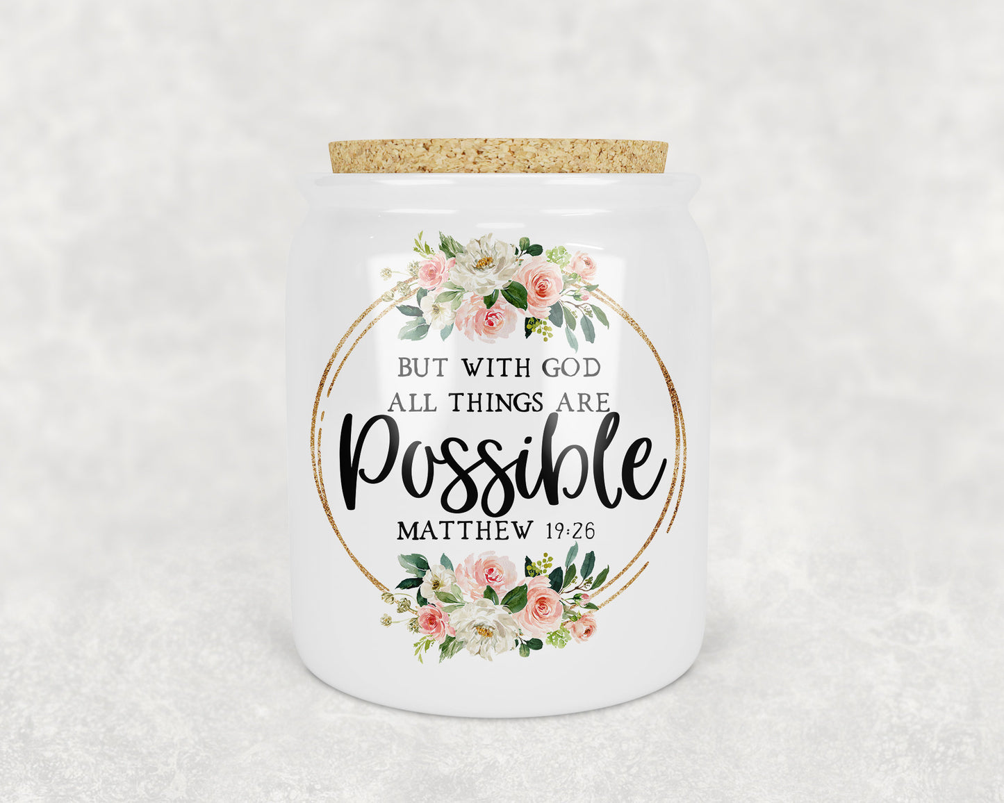 All Things are Possible Bible Verse Porcelain Treat Jar - Schoppix Gifts