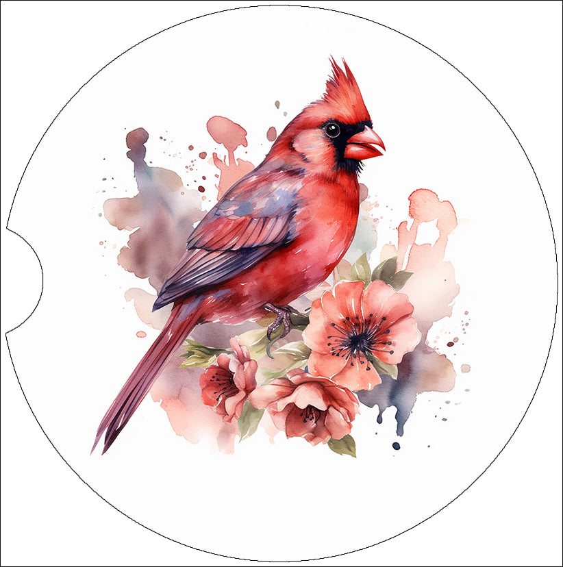a red bird sitting on top of a flower