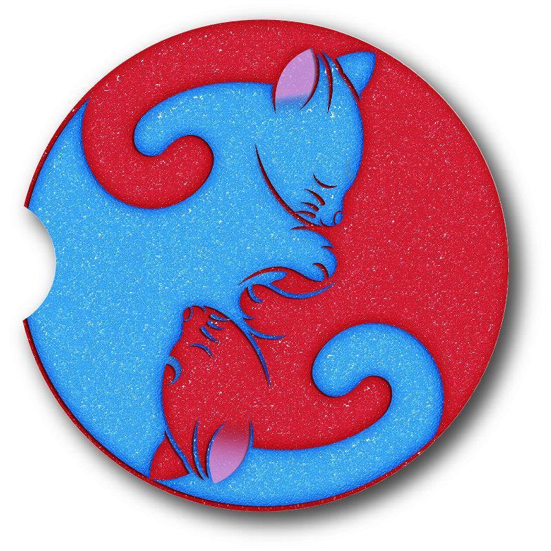 Yin Yang Cat Sandstone Car Coasters/Multiple Colors/ Set of 2 - Schoppix Gifts
