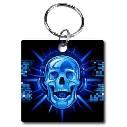 Glowing Skull wearing Headphones Headset Acrylic Key Chain - Schoppix Gifts