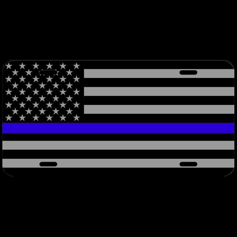 Thin Line Aluminum License Plates - Available in Blue, Red, Gray, Green and Orange Lines - Schoppix Gifts
