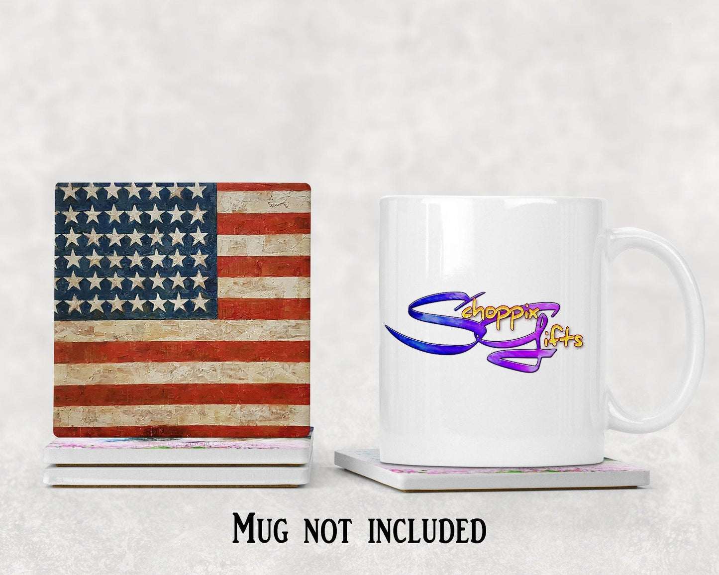 Rustic American Flag Square Drink Coaster-Set of 4- Available in 4 styles! - Schoppix Gifts