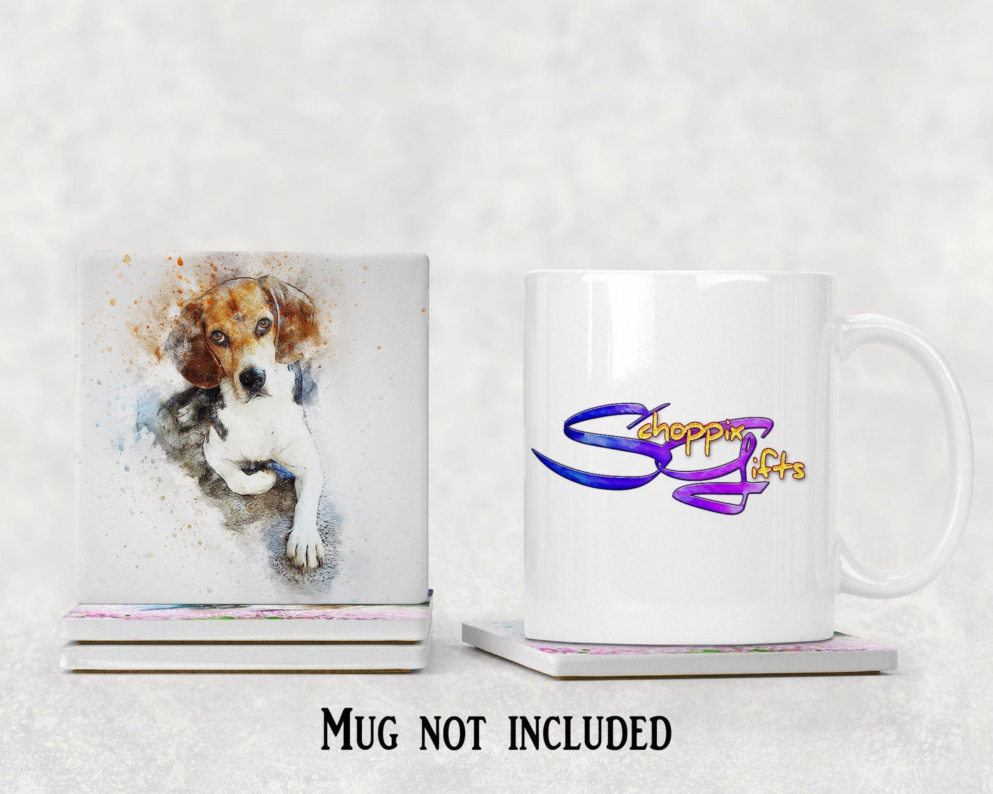 Watercolor style Beagle Square Drink Coaster-Set of 4- Available in 4 styles! - Schoppix Gifts