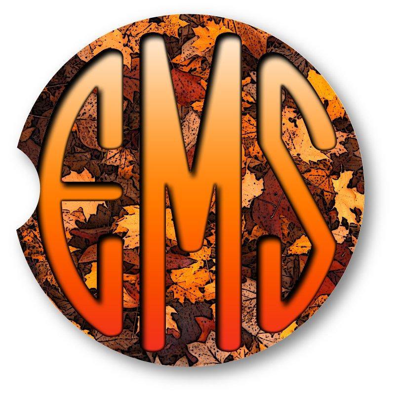 Monogram Autumn/Fall Car Coasters / Set of 2 - Schoppix Gifts