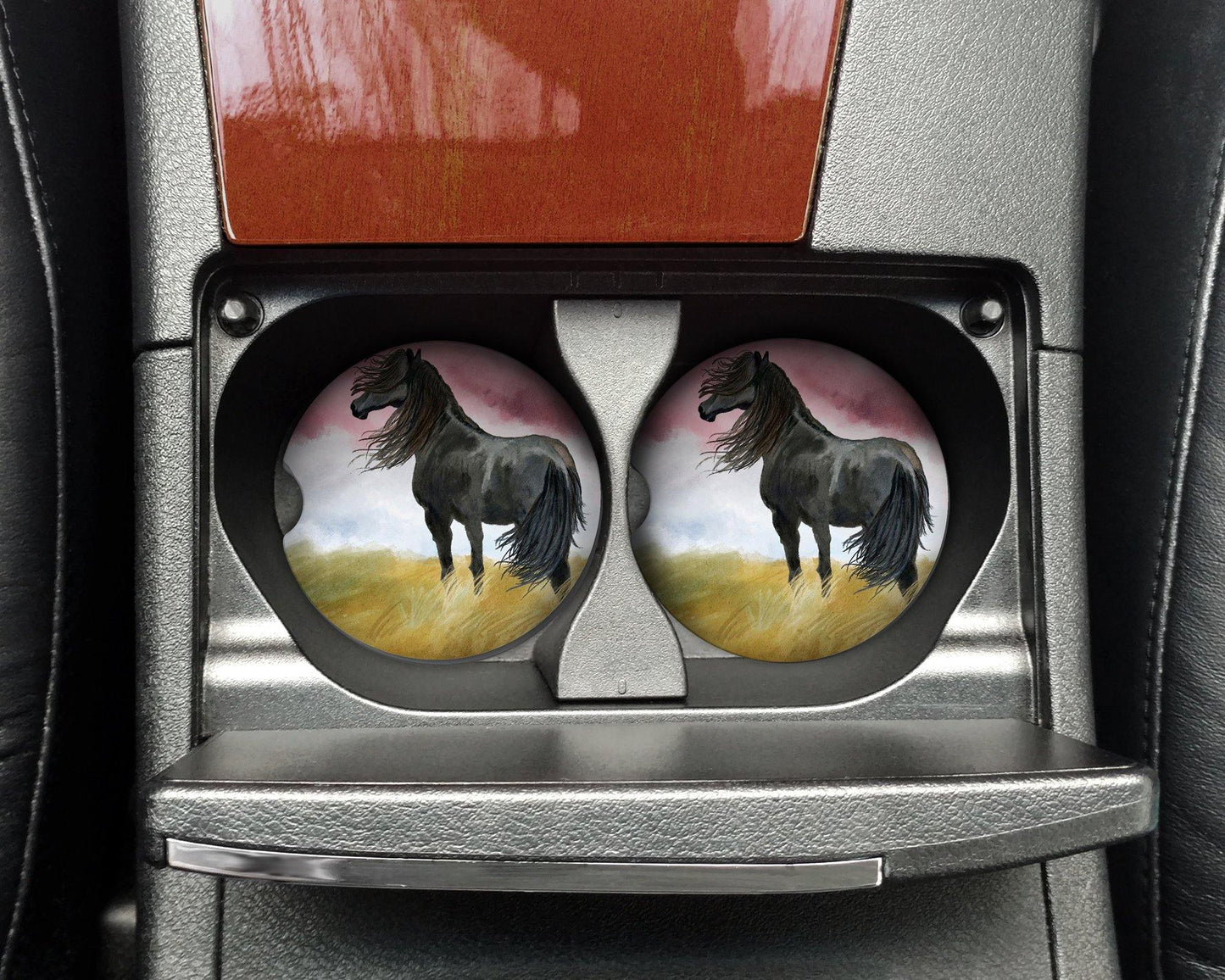 Black Horse Car Coasters set of 2 - Schoppix Gifts