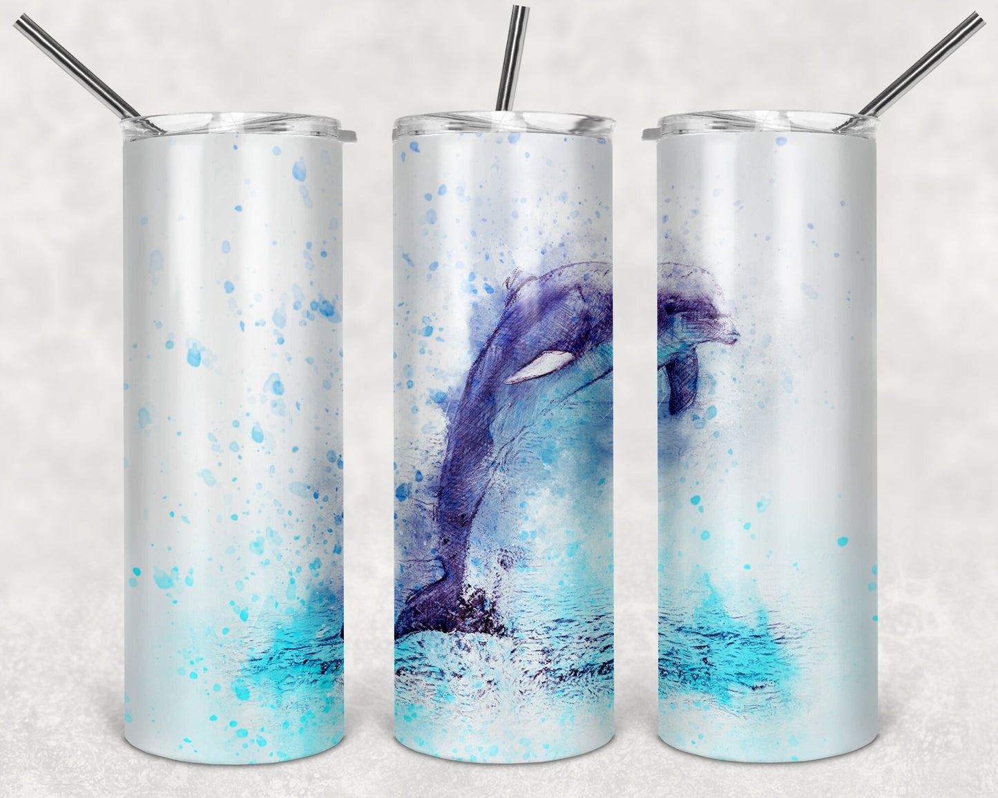 Dolphin Art 20oz Skinny Tumbler - Stainless Steel