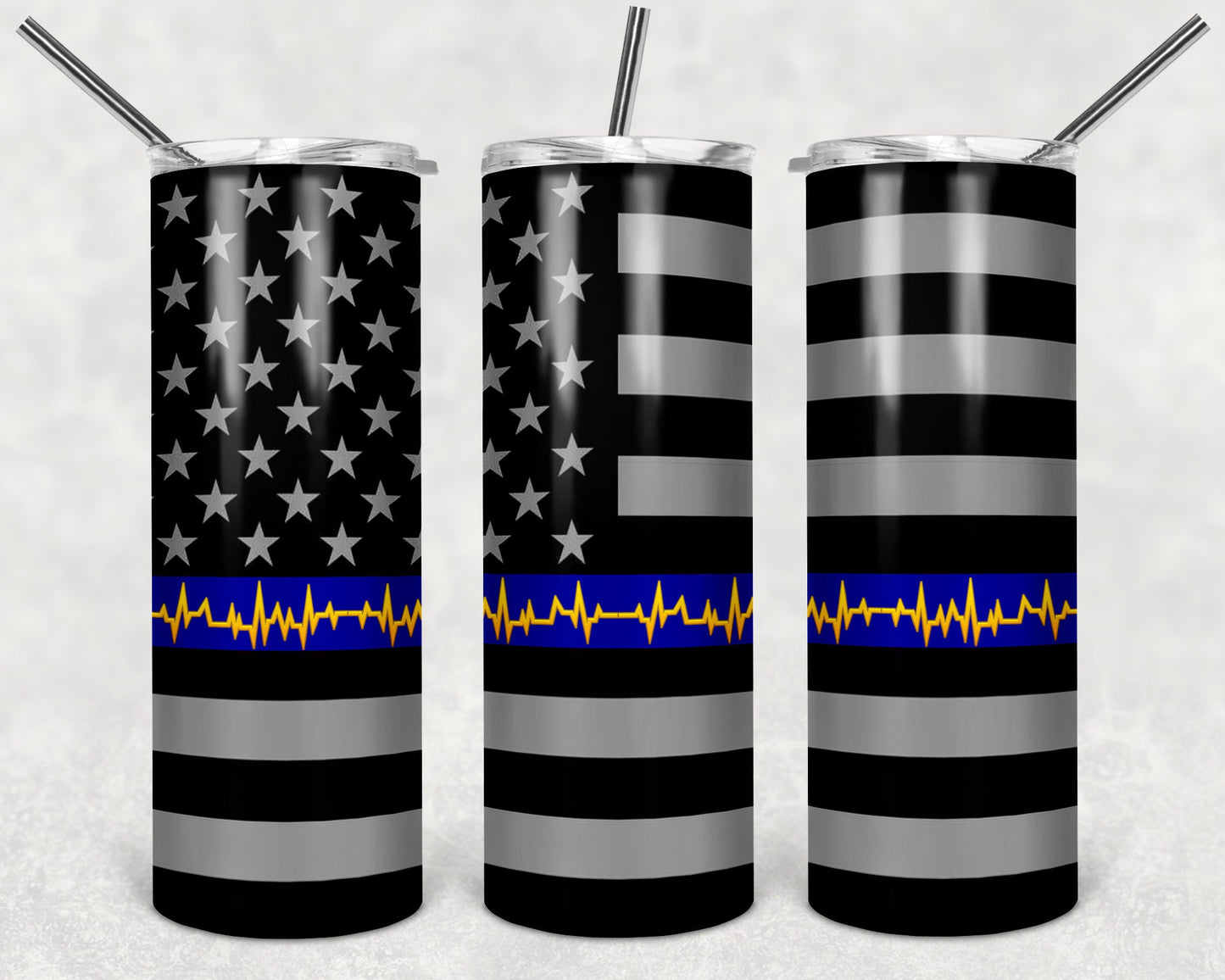 Thin Line Flag 20oz Skinny Tumbler - Stainless Steel