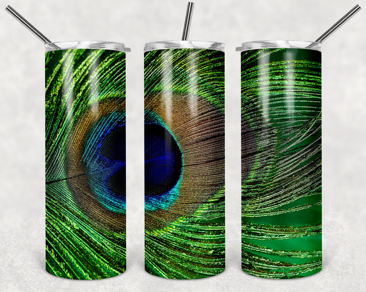 Peacock Feather 20oz Skinny Tumbler - Stainless Steel