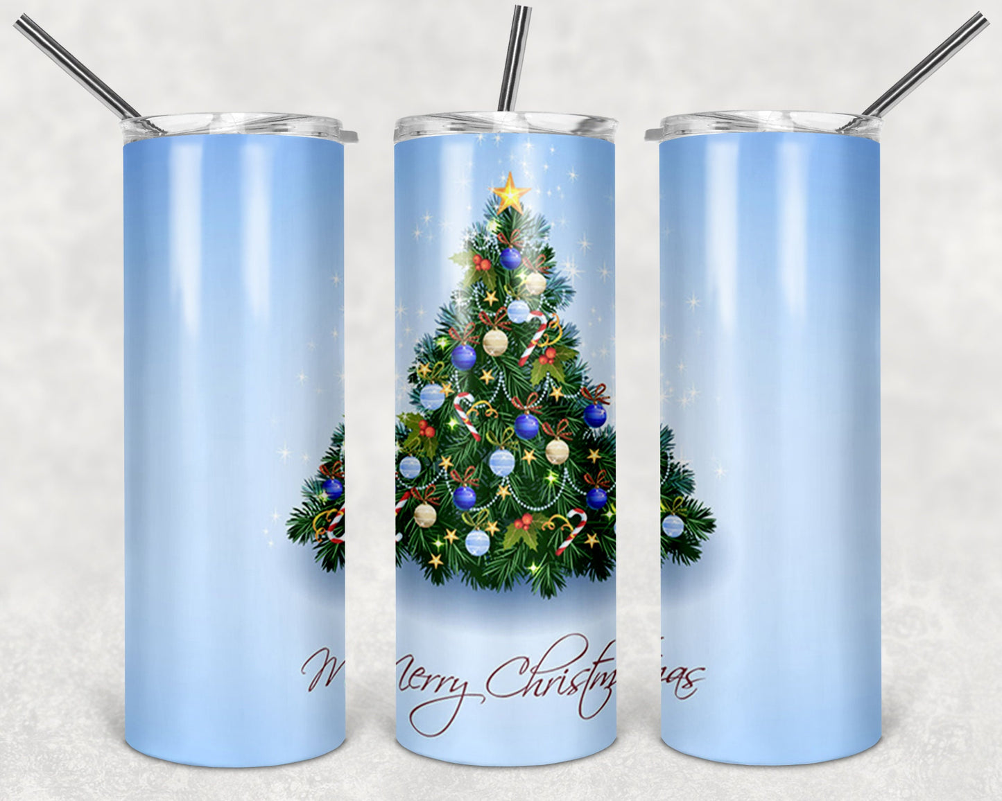 Pastel Christmas Tree  20oz Skinny Tumbler - Stainless Steel