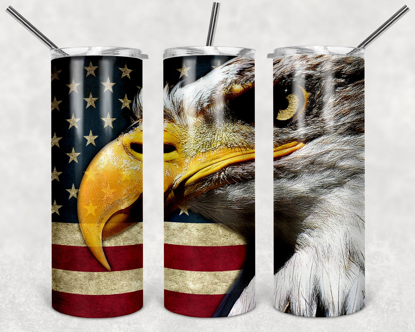American Bald Eagle Art 20oz Skinny Tumbler - Stainless Steel