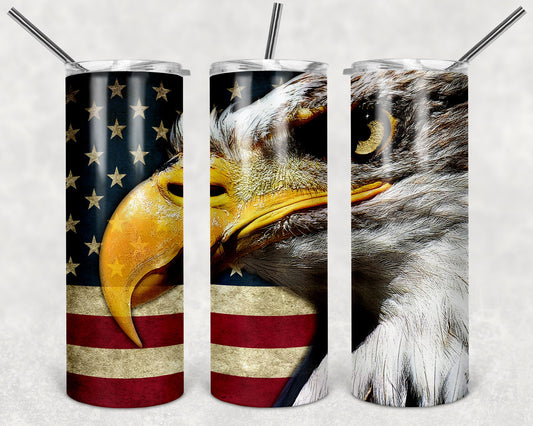 American Bald Eagle Art 20oz Skinny Tumbler - Stainless Steel