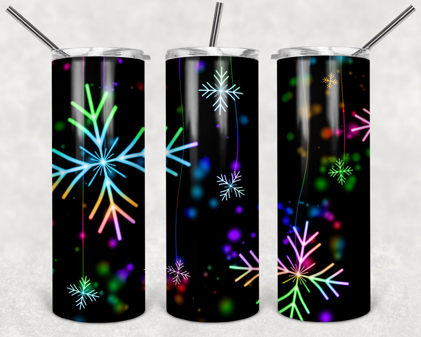 Rainbow Snowflakes  20oz Skinny Tumbler - Stainless Steel