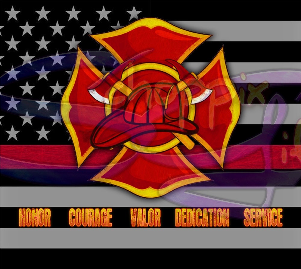 Firefighter Emblem Duty Honor Courage  20oz Skinny Tumbler - Stainless Steel