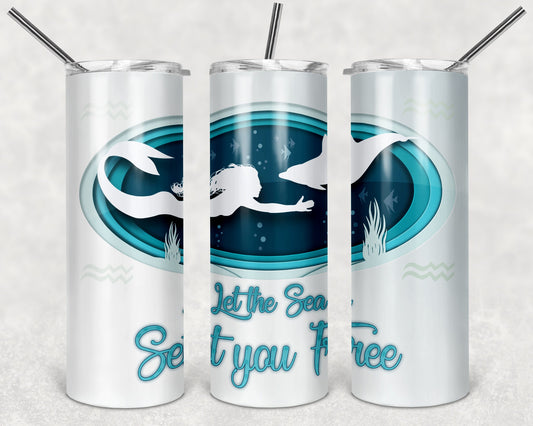 Mermaid Set you Free 20oz Skinny Tumbler - Stainless Steel