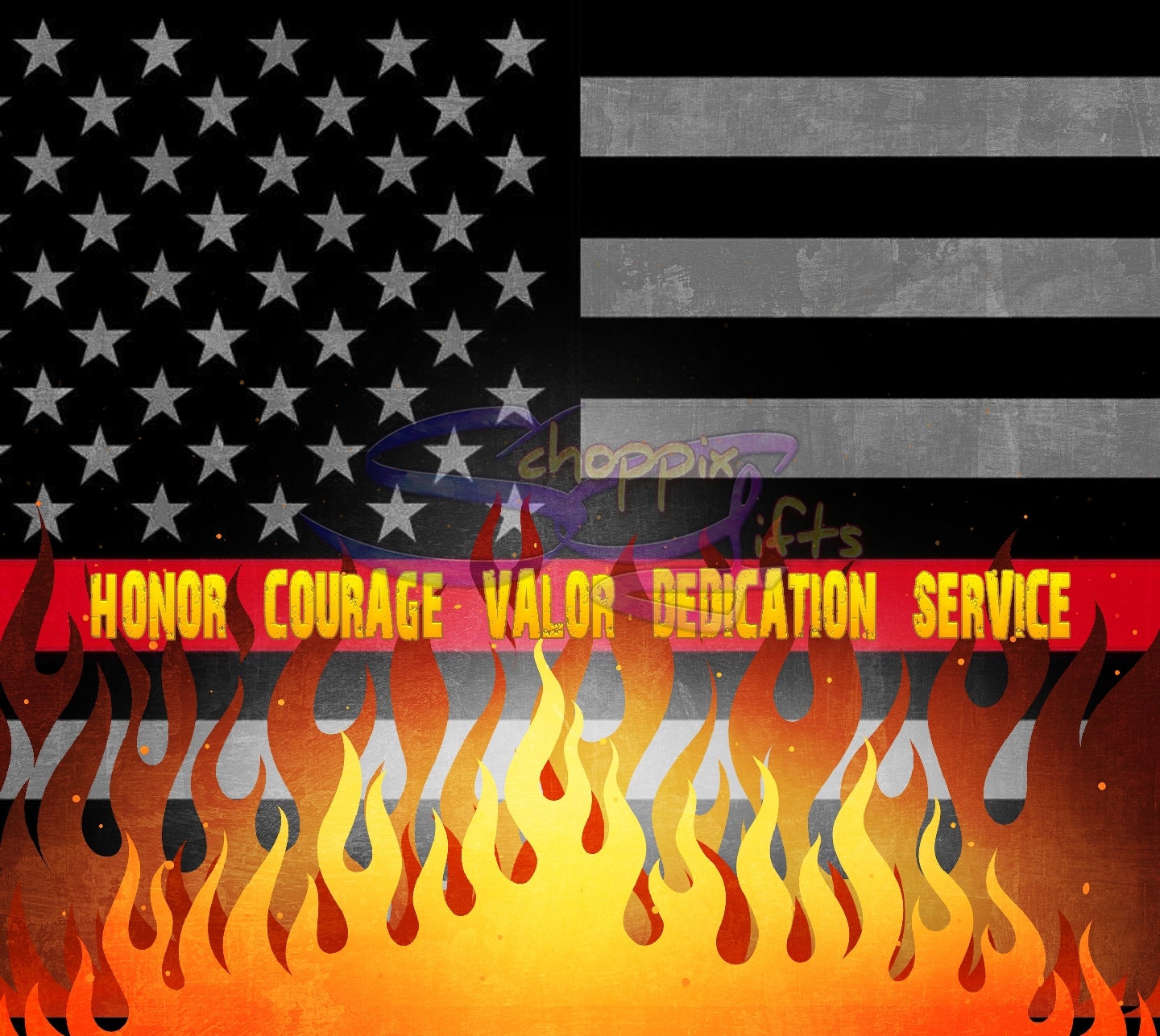 Thin Red Line Flames Duty Honor Courage  20oz Skinny Tumbler - Stainless Steel