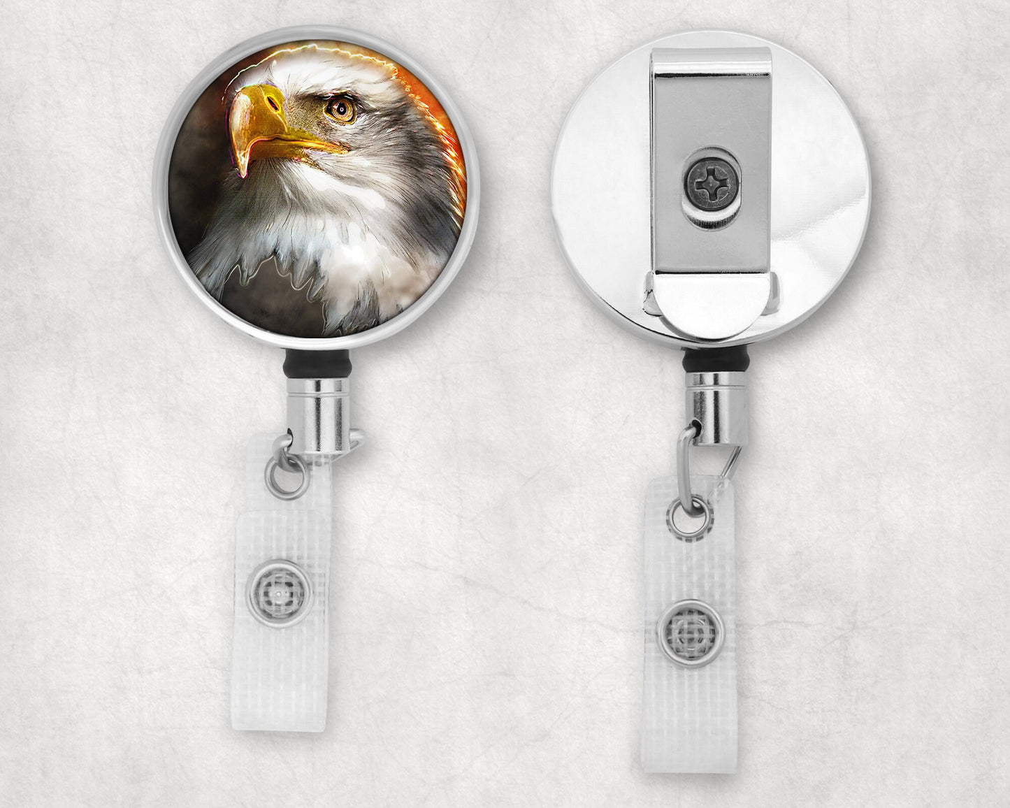 Oil Painted Look Bald Eagle Portrait Art Badge Reel