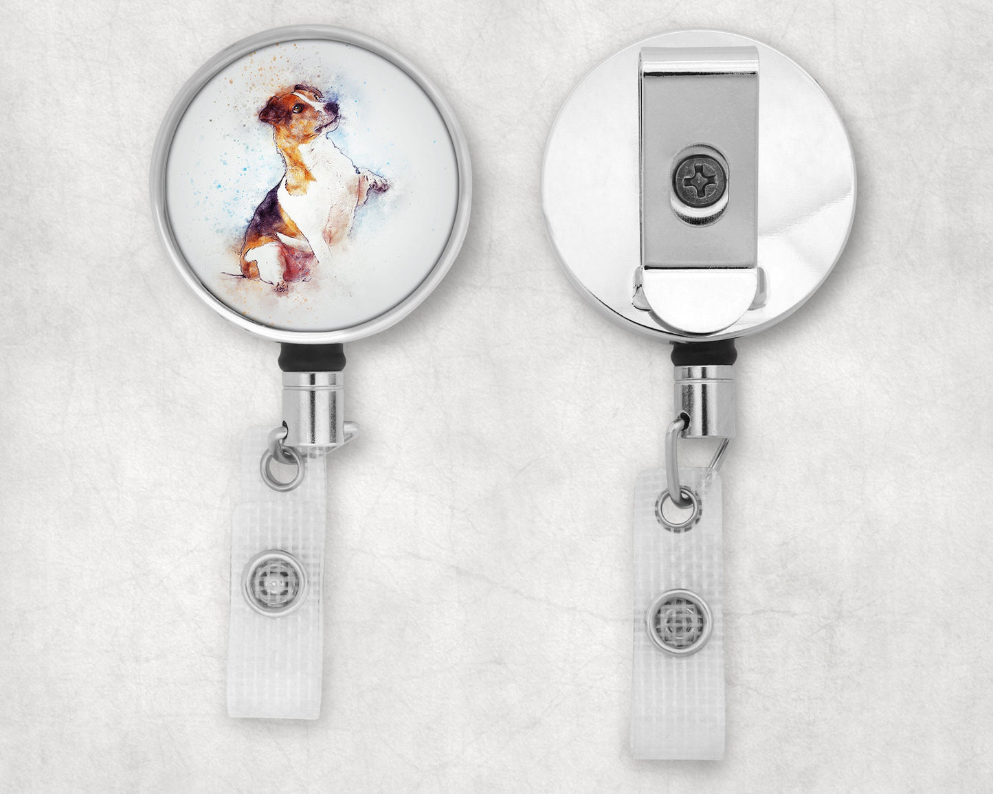 Jack Russell Dog Art Badge Reel