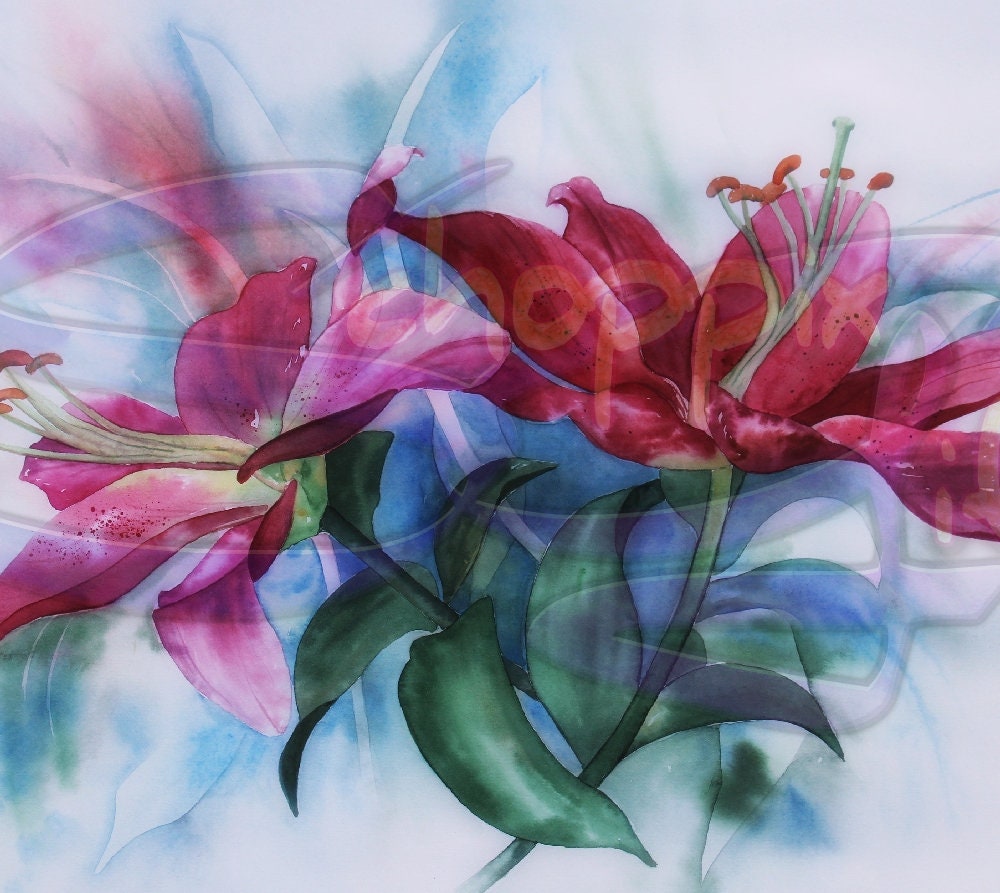 Watercolor Style Lilies Art 20oz Skinny Tumbler - Stainless Steel