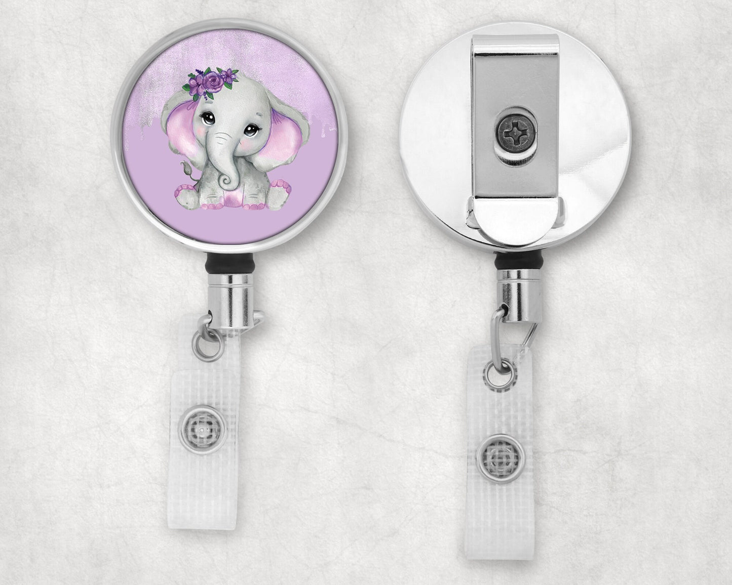 Cute Baby Girl Elephant Art Badge Reel