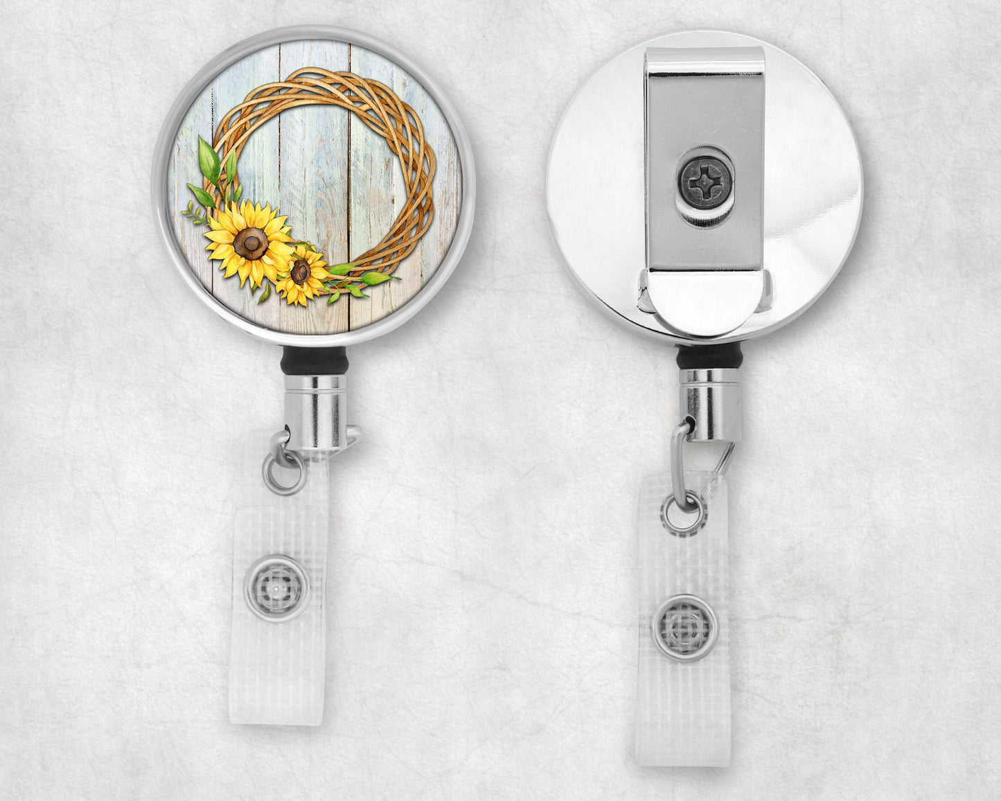 Sunflower Wreath Art Badge Reel|2 Designs to chose from