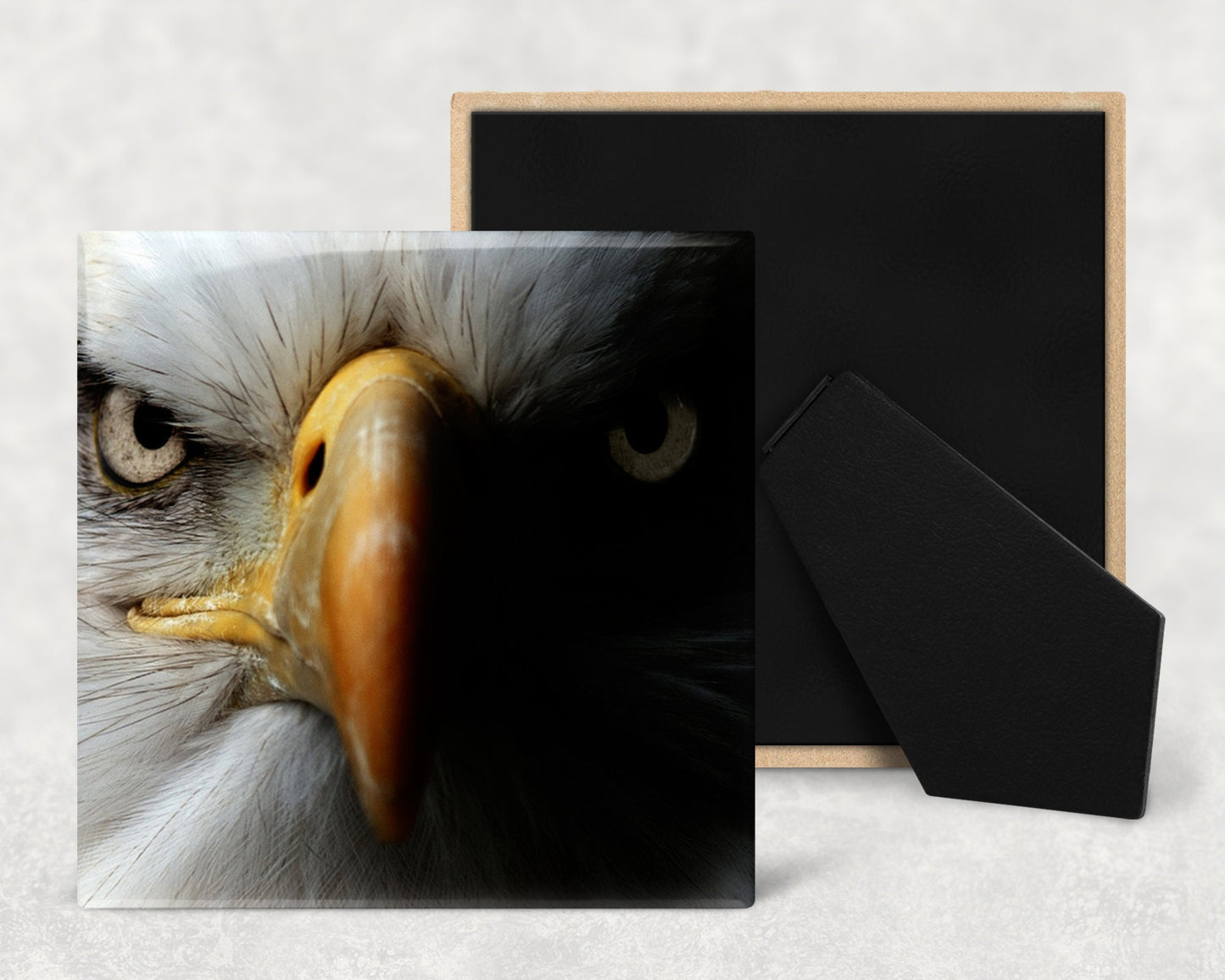 Bald Eagle Face Art Decorative Ceramic Tile with Optional Easel Back - Available in 3 Sizes