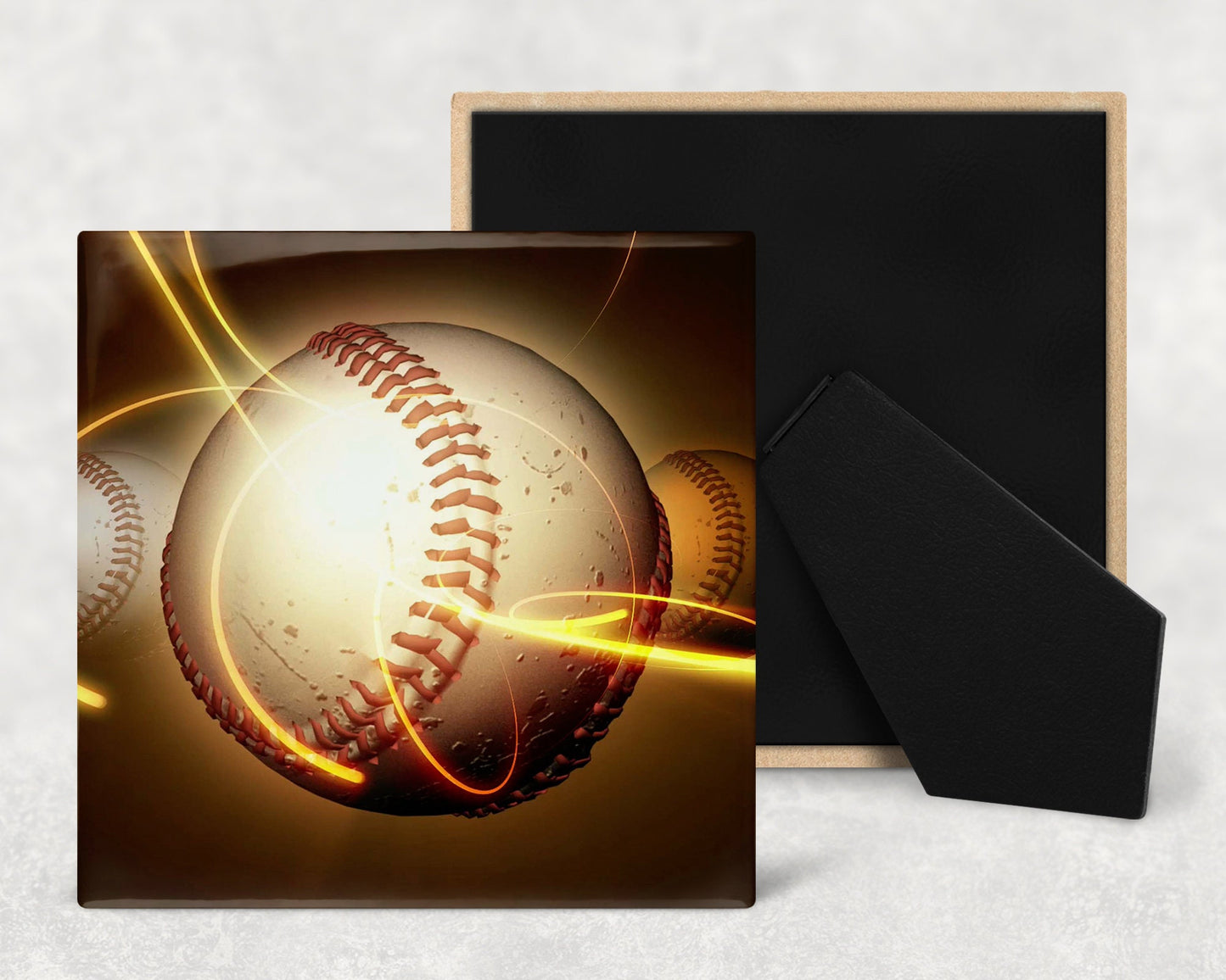 Cool Baseball Design Art Decorative Ceramic Tile with Optional Easel Back - Available in 3 Sizes