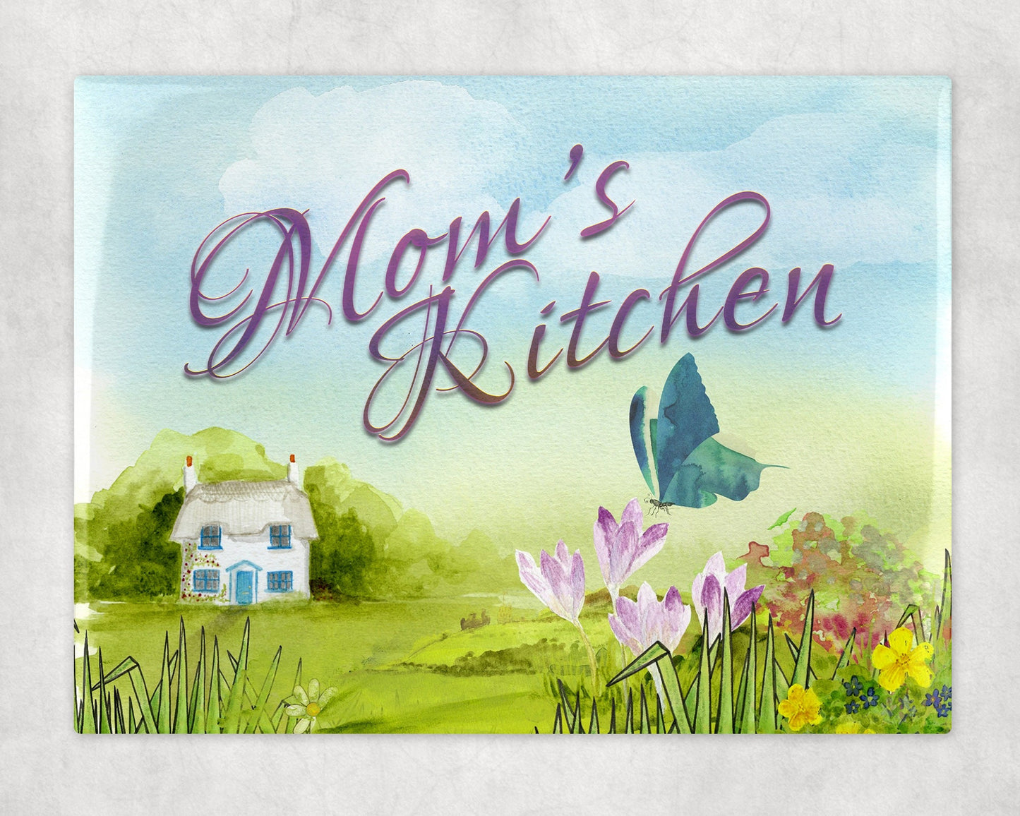 Mom's Kitchen Butterfly Country Art Decorative Ceramic Tile with Optional Easel Back - 6x8 inches