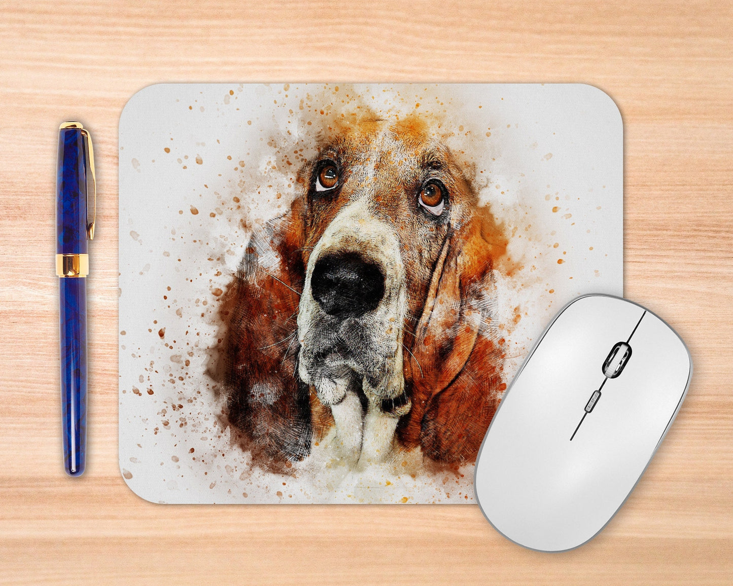 Basset Hound Art Pet Owner Rubber Mousepad