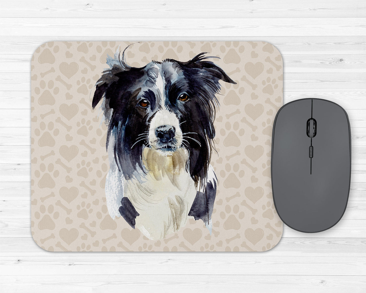 Border Collie Art Pet Owner Rubber Mousepad