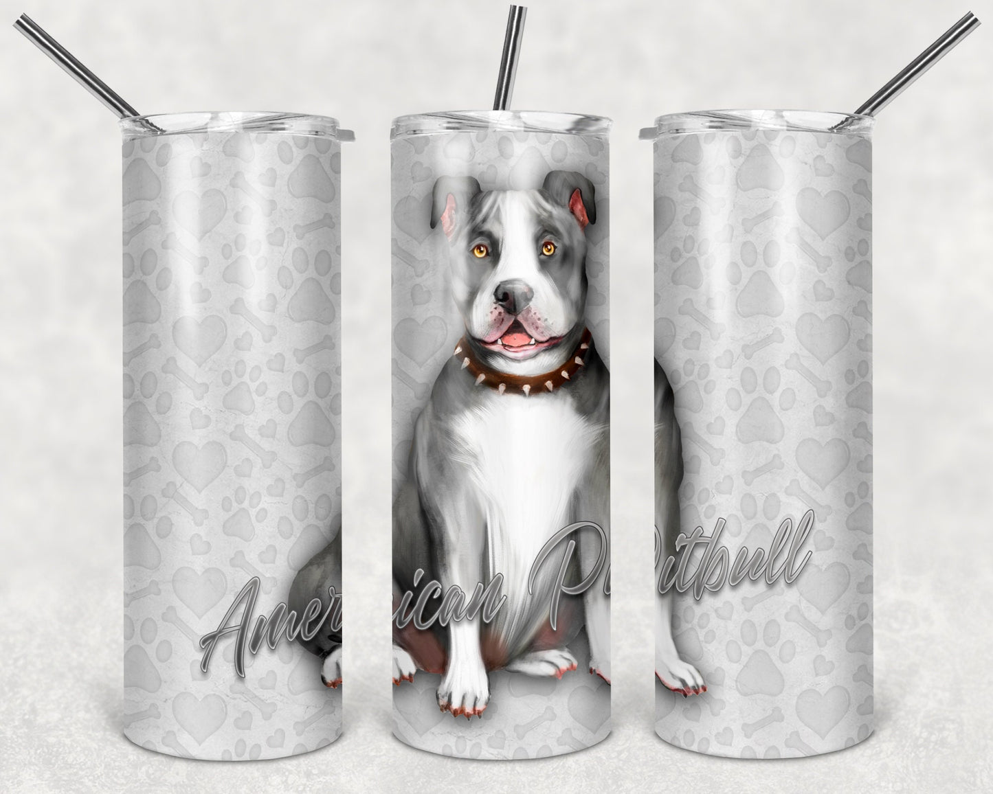 American Pitbull Terrier Art 20oz Skinny Tumbler - Stainless Steel - 3 Design Choices Available