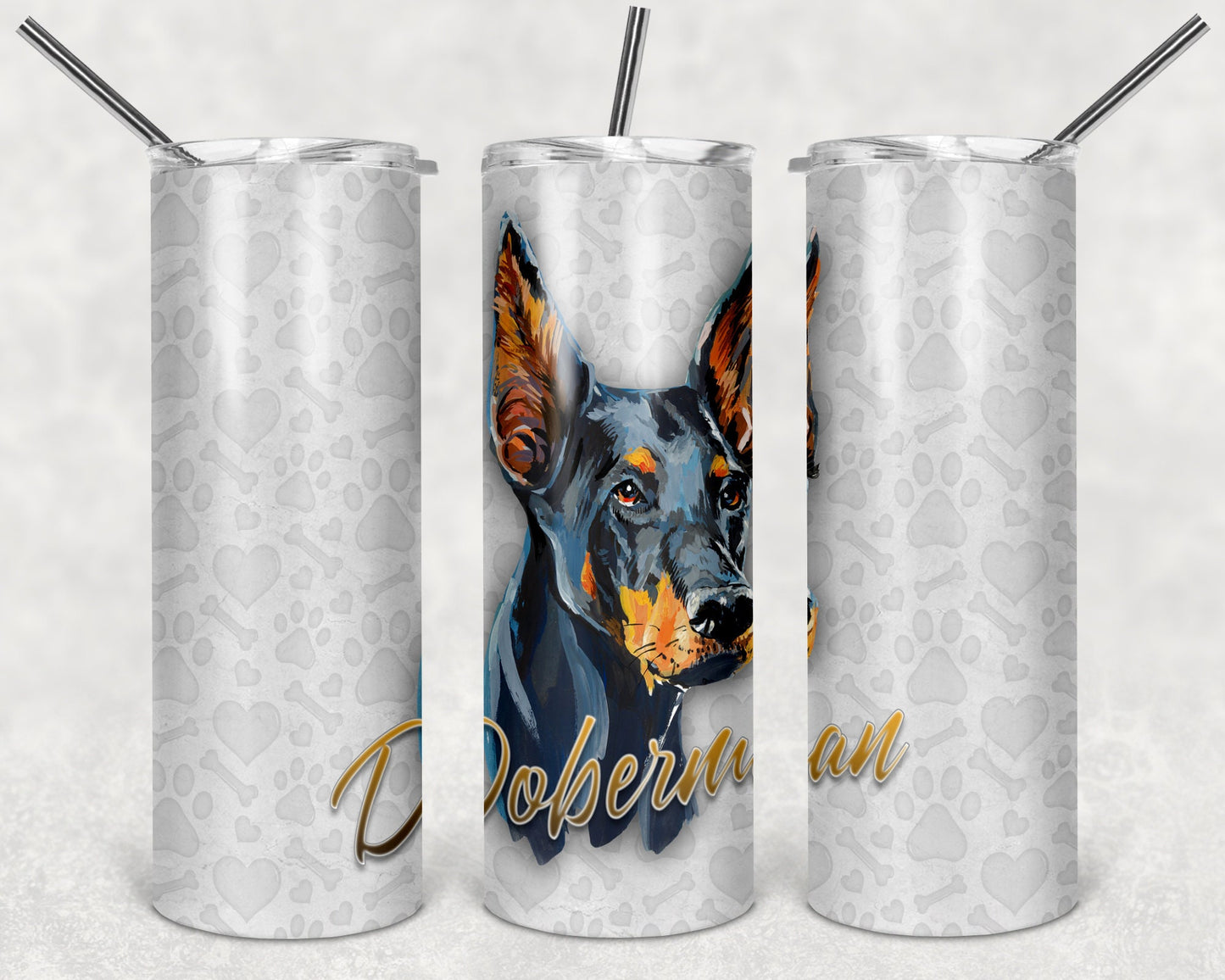 Doberman Pinscher Art 20oz Skinny Tumbler - Stainless Steel
