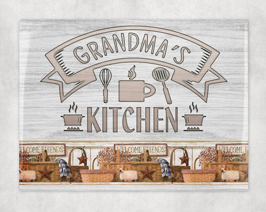 Grandma's Kitchen Farmhouse Art Decorative Ceramic Tile with Optional Easel Back - 6x8 inches