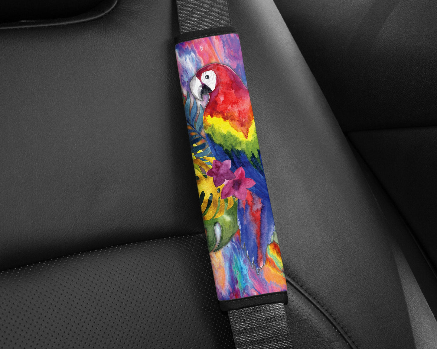 Colorful Macaw Art Seatbelt Pad