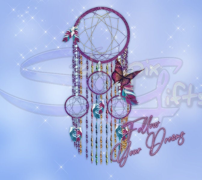 Follow Your Dreams Dreamcatcher and Butterflies Art 20oz Skinny Tumbler - Stainless Steel
