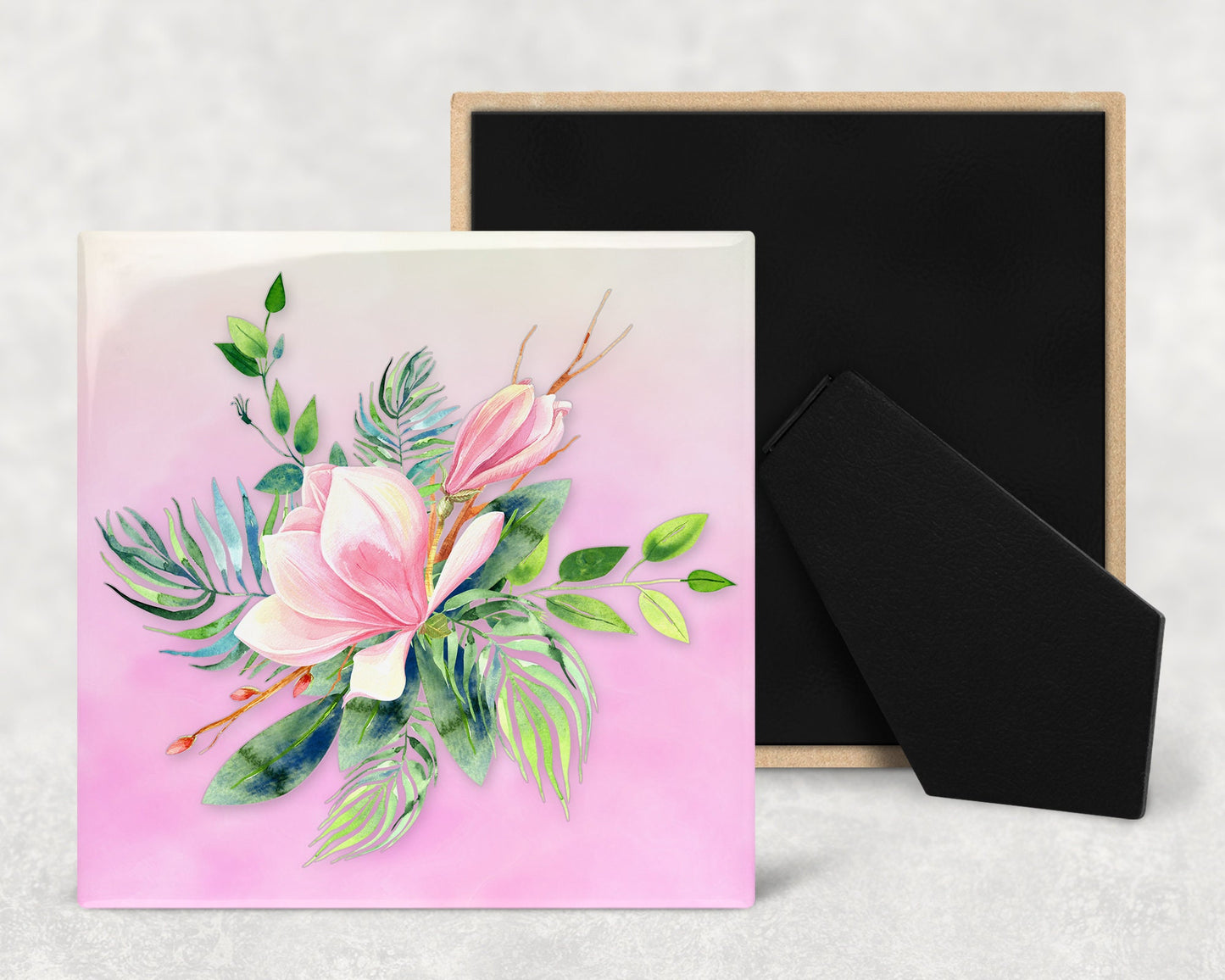 Magnolia Art Decorative Ceramic Tile with Optional Easel Back - Available in 3 Sizes