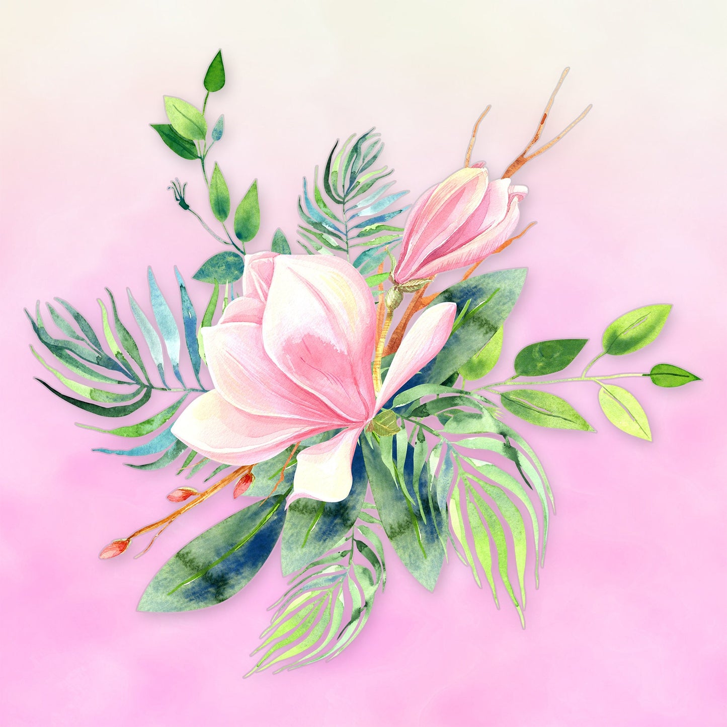 Magnolia Art Decorative Ceramic Tile with Optional Easel Back - Available in 3 Sizes