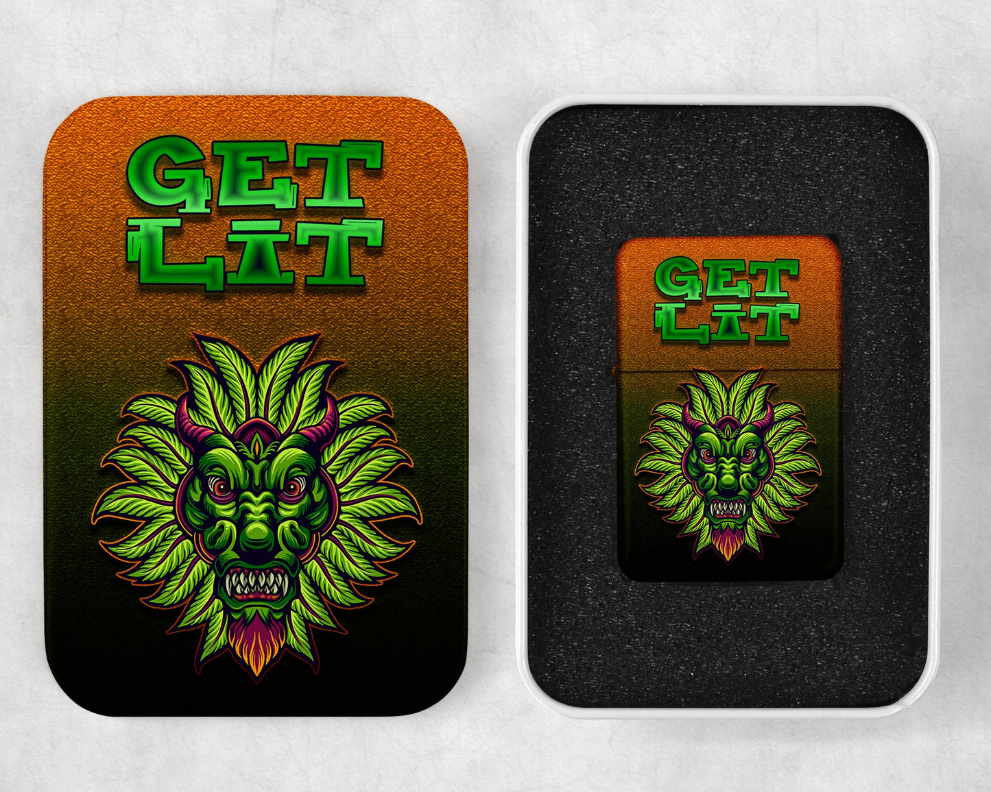 Get Lit Cannabis Art Flip Top Lighter and Matching Gift Tin - 8 Design Choices